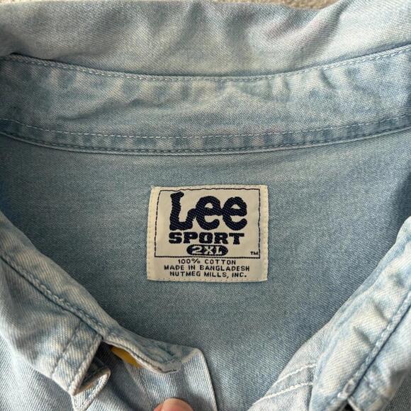 Vintage Lee Sport Miami Dolphins Denim Shirt 2XL Button Down Embroidered NFL - Picture 5 of 9